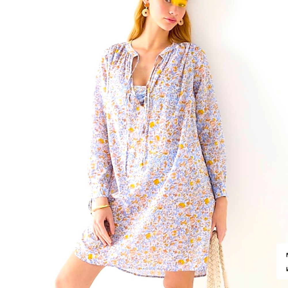 NWT J.Crew soft light blue floral print dress size XXS
